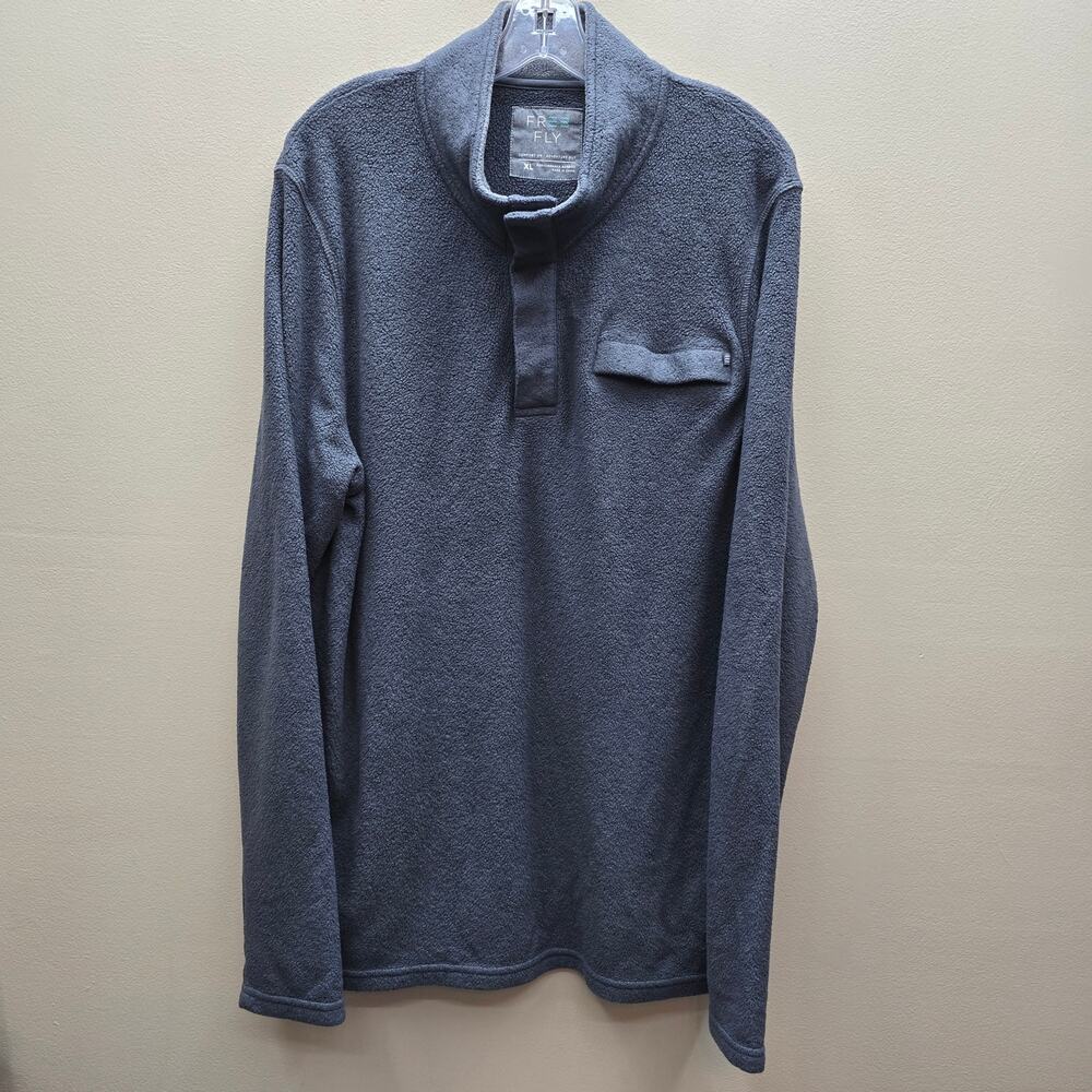 Free Fly Men's 1/4 Snap Pullover Bamboo Fleece Sweater Long Sleeve Gray Size XL
